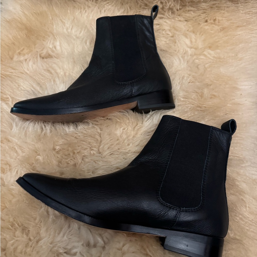 Christy Dawn Real Leather Black Ankle Chelsea Boots Booties - Picture 6 of 10